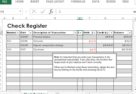 Check Register Template For Excel