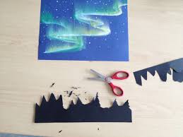 Aurora Borealis Mixed Media Nightscapes Elementary Art Projects Winter Art Projects Northern Lights Art