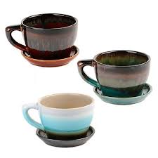 Hand painted ceramic garden planters embossed leaf nest 2. Large Ceramic Teacup Planters Kirklands