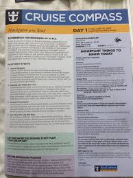 Thanks to mike pastore for providing this cruise compass. Navigator Of The Seas April14 2017 Cruise Compass Day 1 Royal Caribbean International Cruise Critic Community