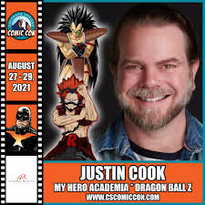 Please welcome Justin Cook to Colorado Springs Comic Con, coming August  27-29! Buy tickets at www.cscomiccon.com! Justin voices Kirishima in My  Hero Academia. He is most noted for his English dub role