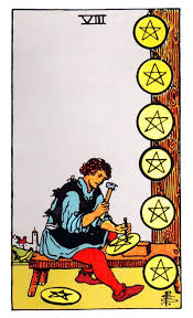 Seven is a spiritual number and can denote being drawn towards work that is very spiritual rewarding; Eight Of Pentacles Tarot Card Meaning Love Health Money More