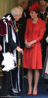 Kate Middleton At Order Of The Garter 2016 Wearing Red Catherine Walker Coat Dress Kate Middleton New Hair Order Of The Garter Kate Middleton Style