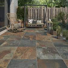 Dalle de terrasse en pierre naturelle : Carrelage Sol Exterieur Forte Effet Pierre Rouille Monastere L 50 X L 50 Cm Leroy Merlin