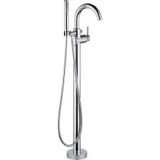 Delta Trinsic 1 Handle Floor Mount Roman Tub Faucet Trim Kit With Hand Shower In Chrome Valve Not Included T4759 Fl Freestanding Bathtub Faucet Tub Filler Freestanding Tub Filler
