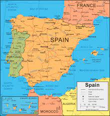 Spain on a world wall map: Spain Map And Satellite Image