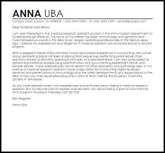 Medical Research Cover Letter Sample Cover Letter Templates Examples