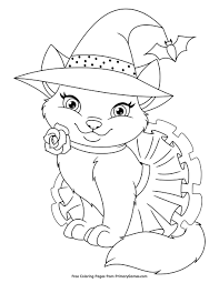 Coloring, the act of adding color to comic book pages, where the person's job title is colorist Cute Halloween Cat Coloring Page Free Printable Pdf From Primarygames