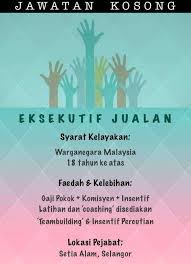 Jawatan kosong pengurusan air pahang berhad. Eksekutif Jualan Jomkerja My