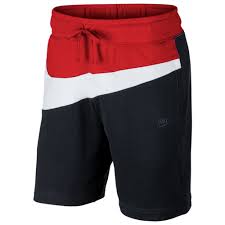 Black And White Shorts Nike Nike Large Swoosh Shorts Black White University Red In 2020 Tshirt Fashion Men Mens Shorts Outfits Mens Tees Design
