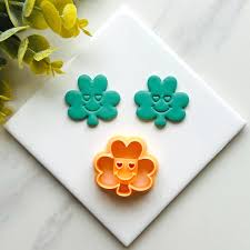 Heart Eyes Happy Face Shamrock Clover Clay Cutter