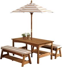 Amazonsmile Kidkraft 00 Outdoor Table And Bench Set With Cushions And Umbrella Espresso With Oatmeal Table And Bench Set Wooden Picnic Tables Outdoor Tables