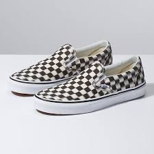 Black And Grey Checkered Slip On Vans Blur Check Slip On Shop At Vans Slip On Sneakers Heel Sandals Outfit Slip On