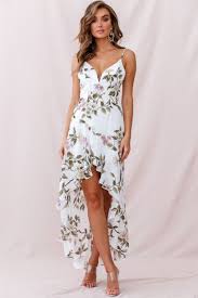 Imelda V Neckline High Low Hem Dress White In 2020 High Low Hem Dresses Flowy Summer Dresses High Low Dresses Casual