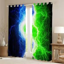 Blue Green Black Blackout Curtains