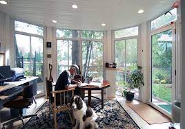 Sunroom designs typically have a floorplan that allows one to set up a working area on either one or two of the free walls. Sunroom Home Office Lifestyle Remodeling Tampa Fl