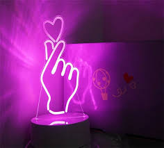 Lovely Girl Heart Night Light Than Heart Gesture Table Lamp Heart Shaped Led Room Decorative Lights White Pink Purple 3 Colors Table Lamp Decorative Table Lightingtable Light Aliexpress