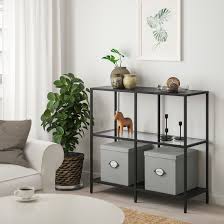 Vittsjo Shelf Unit Black Brown Glass 39 3 8x36 5 8 Ikea In 2020 Shelving Unit Storage Boxes With Lids Shelf Unit