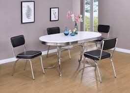 Check out our most popular retro kitchen dinettes set. Retro Oval Dining Table Glossy White And Chrome Coaster Fi
