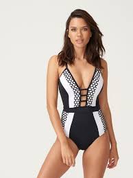 Black And White One Piece Swimsuit Pin On Swimwear