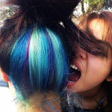 Bleached The Bottom Half Of My Hair And Added Dark Blue Light Blue And A Purple Half Dyed Hair Light Blue Hair Dyed Hair Blue