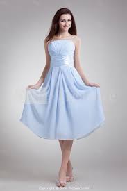 Light Sky Blue Pleats Chiffon Tea Length Bridesmaid Dresses Short Bridesmaid Dresses Tea Length Bridesmaid Dresses Light Blue Wedding Dress