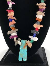 Lot Native American Multi Stone Animal Bear Fetish Necklace