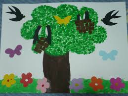 Different bright shades and colours come together to make up this wall art. Spring Finger Painting Fun Family Crafts