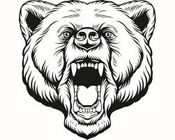 Grizzly Bear 11 Head Face Animal Growling Mascot Svg Eps Png Instant Digital Clipart Vector Cric Bear Face Drawing Bear Tattoo Designs Angry Bear