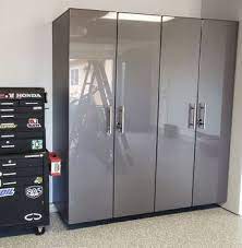 Graphite Grey Metallic Mdf 2 Pc Tall Garage Closets Tall Cabinet Metal Garage Cabinets Tool Storage Cabinets