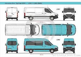 Mercedes Benz Sprinter Van L2h1 And L2h2 Rwd 2018 Detailed Template For Car Branding And Advertising Scale 1 To 10 Benz Sprinter Sprinter Van Mercedes Benz