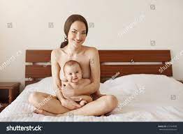 Happy Naked Young Mother Smiling Hugging Stock Photo 657764938 |  Shutterstock