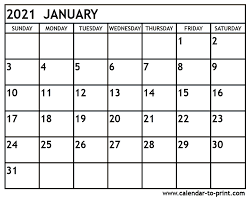 It's in plain and simple black and white style with good room for your notes and reminders. January 2021 Printable 2021 Calendar By Month Academic Calendar