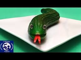 Fun Easy Cooking Tricks How To Make A Cucumber Snake Fun Snacks For Kids Fun Snacks Vegetable Carving