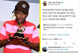 #tyler the creator #odd future #ofwgkta #black and white #tyler the creator funny #golf wang #wolf gang #earl sweatshirt. Tyler The Creator Responds To Tweet After Grammys Win