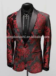New Design Custom Men Wedding Dress Deluxe Smoking Jacket Shawl Lapel Red Black Velvet Brocade Suit Buy Bridegroom Suit Flowery Wedding Wear Single Button Product On Alibaba Com