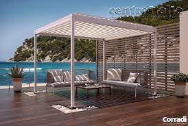 Lamelele se rotesc si se retrag, lasand terasa descoperita. Pergole Bioclimatiche Pergotende Bioclimatiche Corradi Roma Centroitalia It