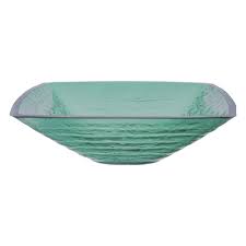 green square glass vessel sink