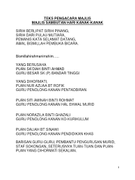 Teks ucapan pengacara majlis mesyuarat agung tahunan. Teks Pengacara Hari Kanak Kanak