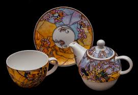 Tiffany Porcelain Tea For One Parakeets Perfect gift for those that love tea set.