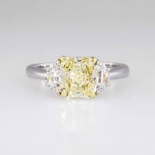 Estate 2 63ct T W Canary Fancy Light Yellow Diamond Engagement Ring 18k Pla Yellow Diamond Engagement Ring Yellow Diamonds Engagement Diamond Engagement Rings
