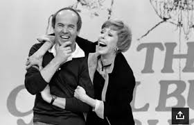 Carol Burnett shares a laugh with Tim Conway during taping of her ...