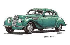Green 1937 Bmw Car 3 Retro Cars Classic Cars Car Drawings