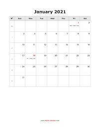 Free 2021 calendar by mail usa. Download January 2021 Blank Calendar With Us Holidays Vertical