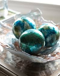 Foil Sphere Blue Green Decorative Spheres Brown Living Room Decor Glass Decor