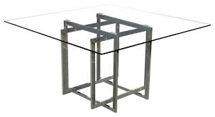 5 piece dining set glass top table and 4 leather chair for kitchen dining room. Glass Top Dining Table With Stainless Steel Base Contemporary Dining Tables By Cii Houzz