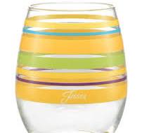 Retired 15 oz. Fiesta® Caribbean Sunset Stripes Stemless Wine – Set of 4