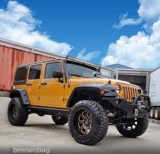 Black And Yellow Rims For Jeep Wrangler Gold Jeep With Modified Grill Rims Led Lights Unique Lifted Jeep Custom Wheels And Tires Bronze Wheels