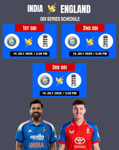 India vs England ODI Series 2026 - Full Schedule Announced! 🏏 Get ready for an exciting 3-match ODI series between India and England. . Match Schedule: 1st ODI: 14 July 2026 |
