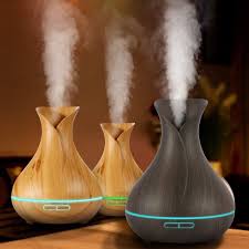 Aromatherapy Air Humidifier Wooden Aroma Essential Oils Diffusers Purifier Spa Atomizer 400ml Oil Diffuser Led Color Changing Lights Aroma Essential Oil
